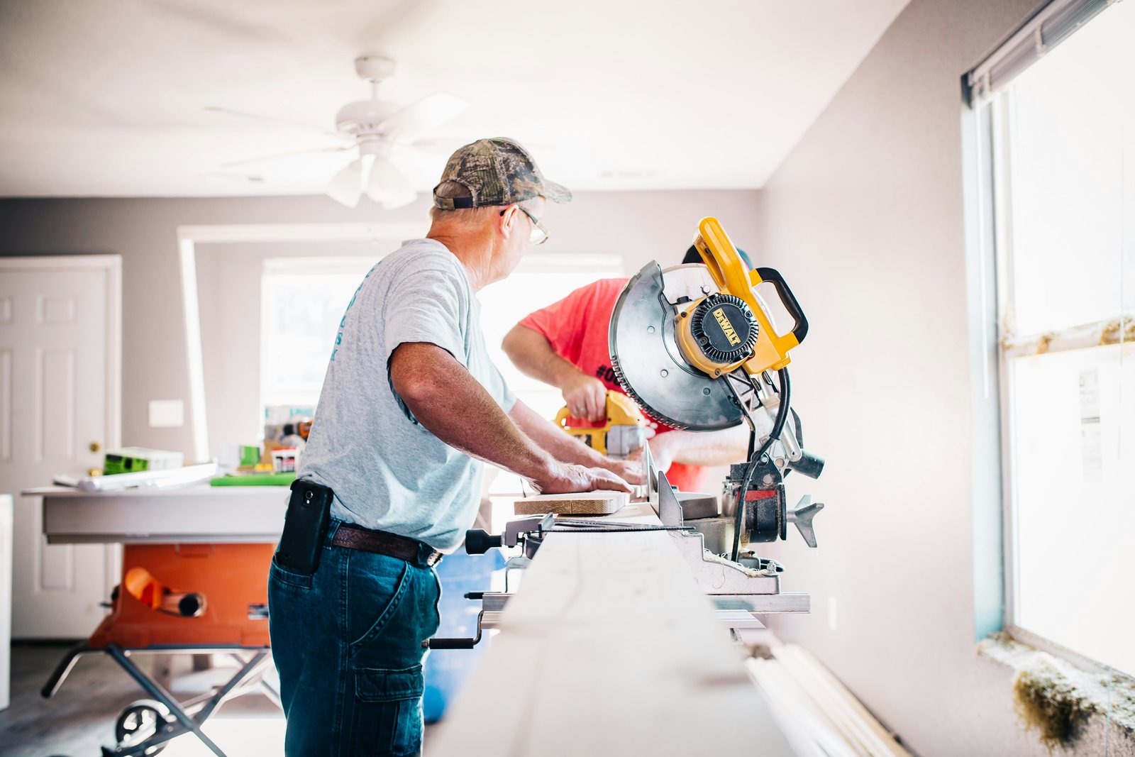 Carpenters at work on a home renovation
